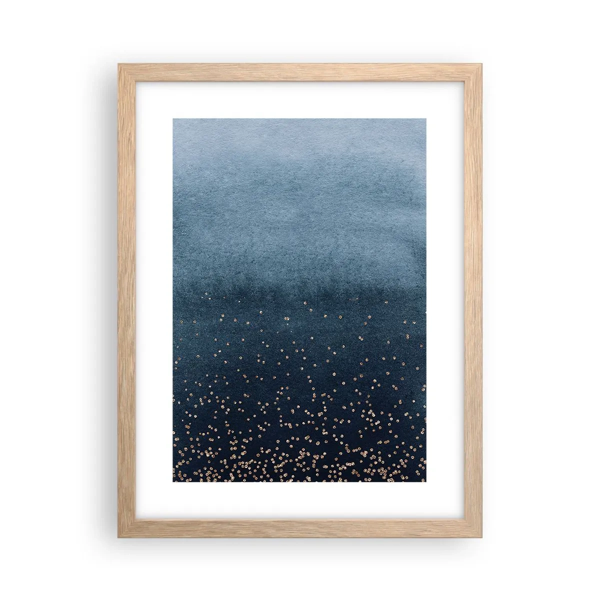 Poszter világos tölgy keretben - Kompozíció - kék fázisok - 30x40 cm