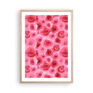 Poszter világos tölgy keretben - Rózsák alul és felül - 50x70 cm