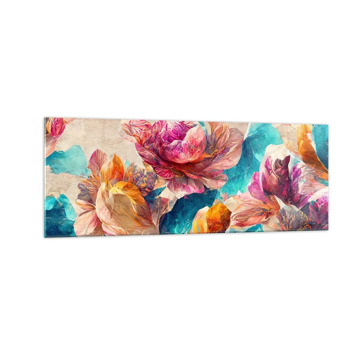 Üveg kép - Egy csokor színes pompája - 140x50 cm