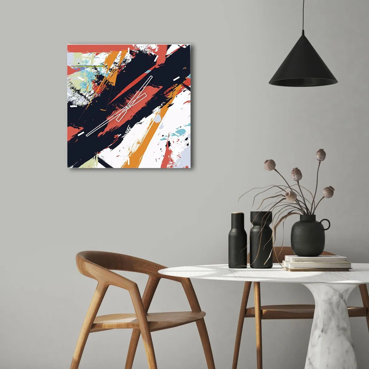 Falióra, Óra - Dinamikus kompozíció - 30x30 cm