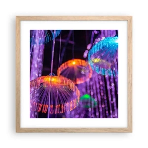 Poszter világos tölgy keretben - Világító szökőkút - 40x40 cm