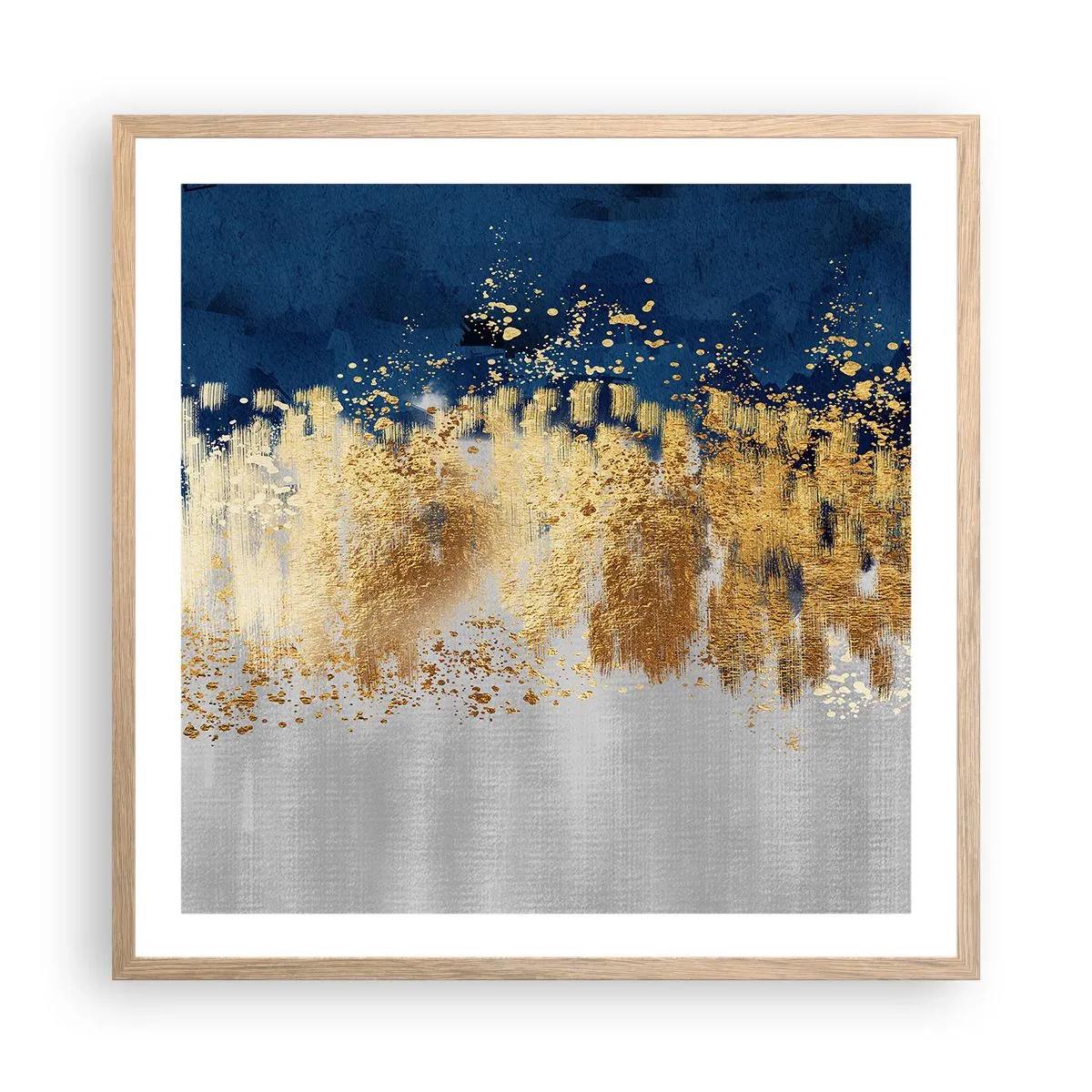 Poszter világos tölgy keretben - Modern kompozíció csillogással - 60x60 cm