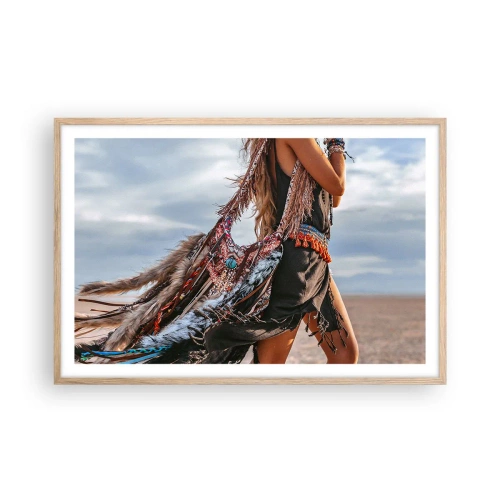 Poszter világos tölgy keretben - Sámán párja - 91x61 cm