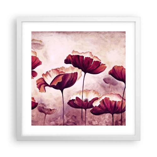 Poszter fekete keretben - Piros és fehér szirom - 40x40 cm