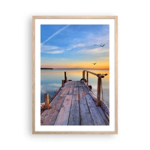 Poszter világos tölgy keretben - Menj egyenesen a nap felé - 50x70 cm