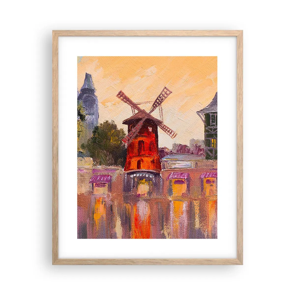 Poszter világos tölgy keretben - Párizsi ikonok - Moulin Rouge - 40x50 cm