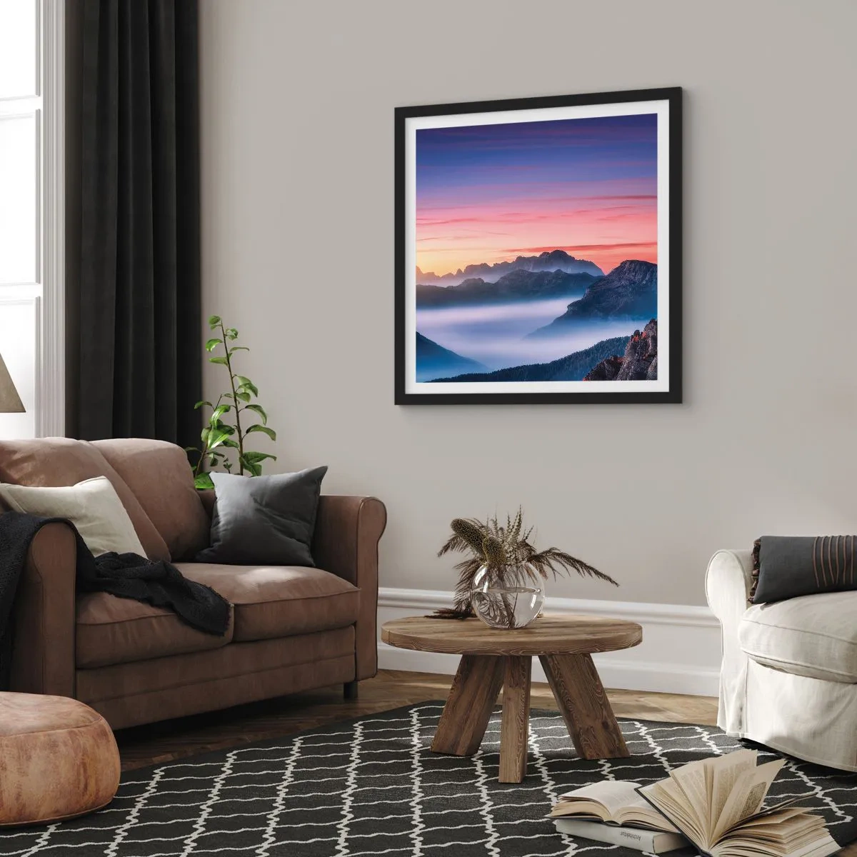 Poszter fehér keretben - A völgyek fölött - 60x60 cm