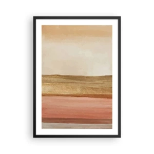 Poszter fehér keretben - Egy absztrakt kompozíció meleg bézs és rózsaszín árnyalatokban. - 50x70cm - Függőleges kompozíció - Modern fali dekoráció nappalihoz és hálószobához ARTTOR