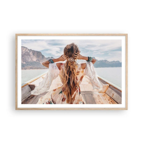 Poszter világos tölgy keretben - Az út a boldogság felé - 91x61 cm