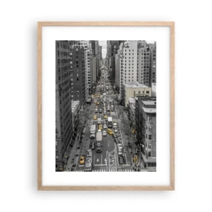 Poszter világos tölgy keretben - New York élete - 40x50 cm