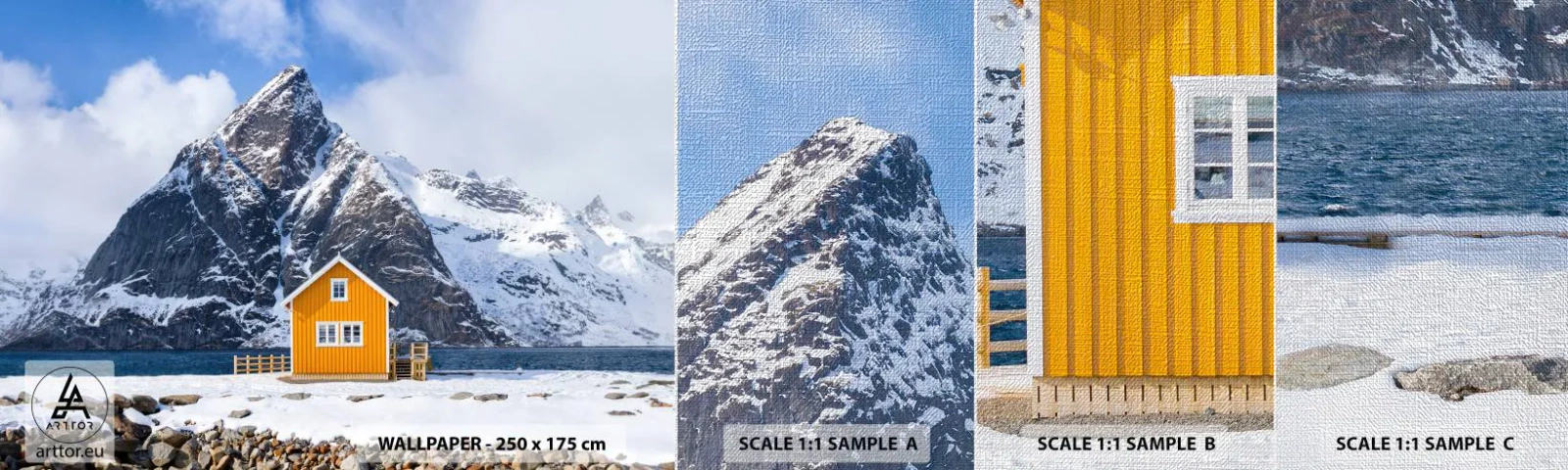 Fotótapéta Minta Premium Canvas - Skandináv nyaralás - Téli, Alpok, Hegyek - 100x30 cm