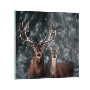 Üveg kép - Az erdő ura a feleségével - 70x70 cm