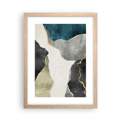 Poszter világos tölgy keretben - Mozaik kompozíció aranyszállal - 30x40 cm