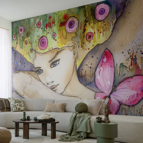 Fotótapéta Premium Canvas - Pillangó hercegnő - Absztrakció, Nő, Akvarellek - 300x210 cm