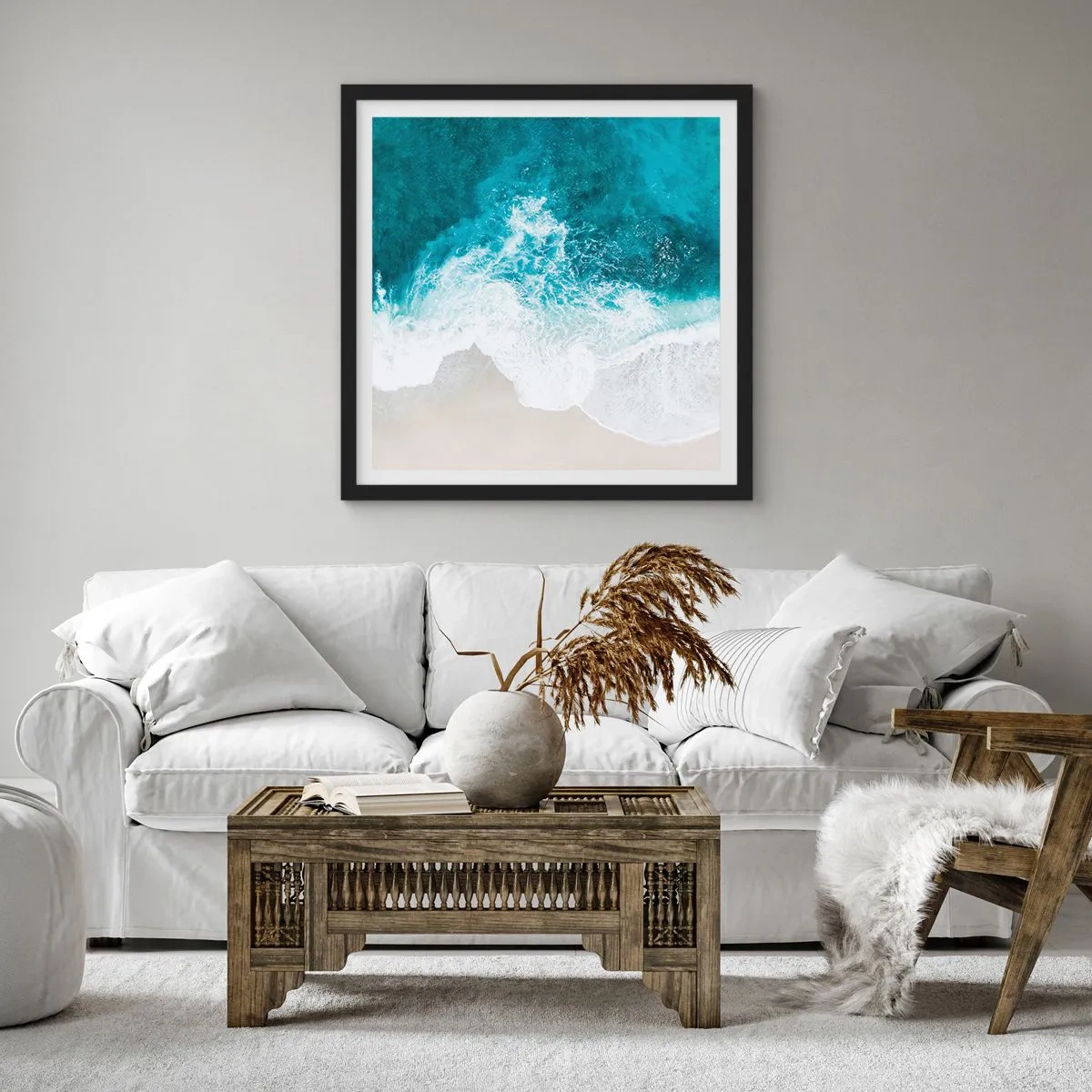 Poszter fehér keretben - Természetes simogatás - 60x60 cm