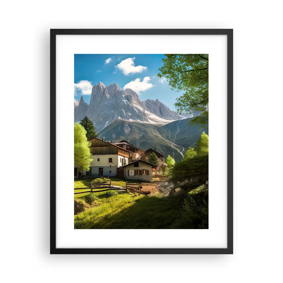 Poszter fehér keretben - Alpesi idill - 40x50 cm