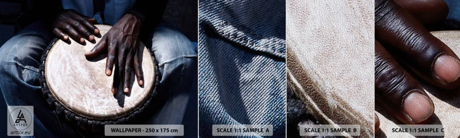 Fotótapéta Minta Premium Sand - Élj a saját ritmusodban - Dob, Zene, Afrika - 100x30 cm