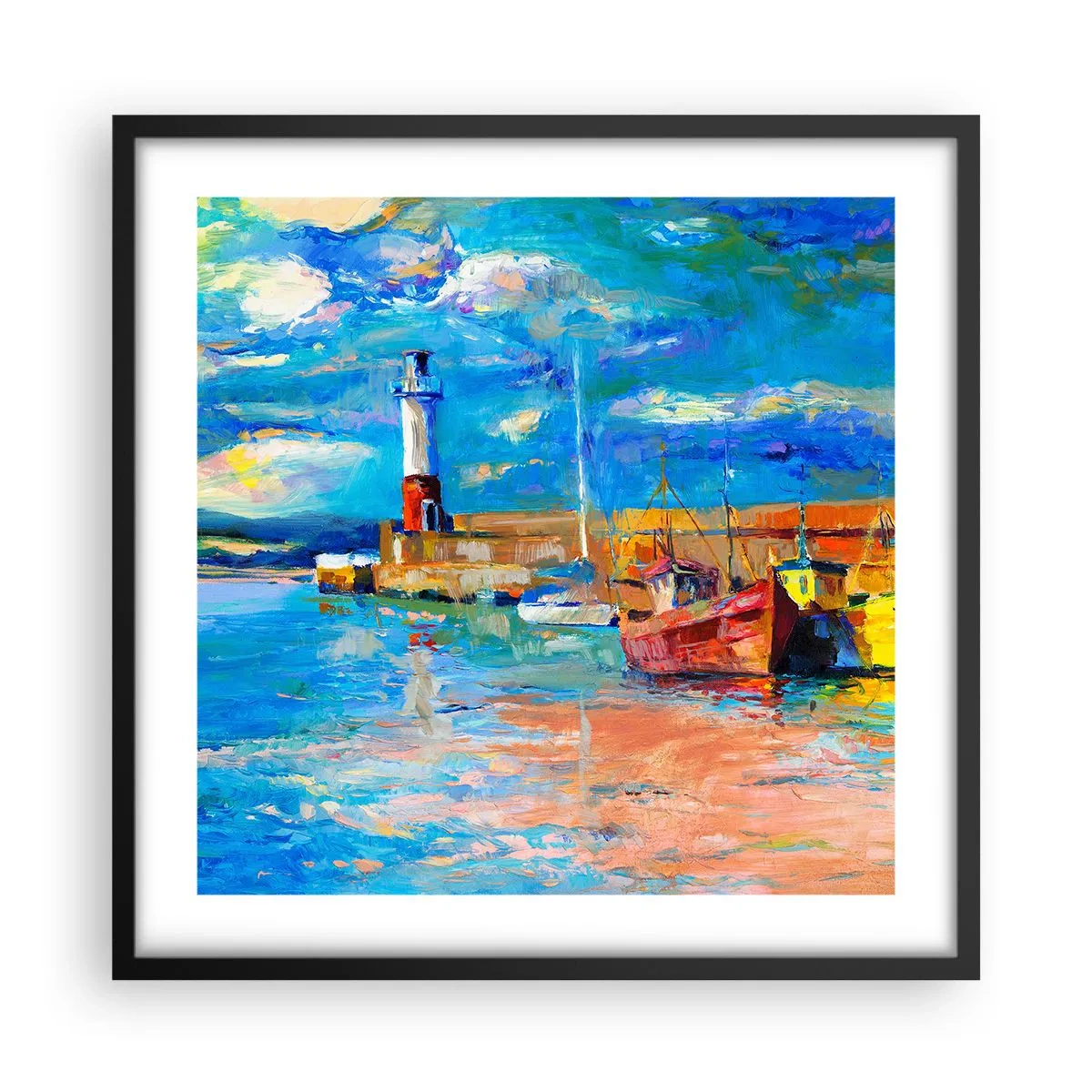 Poszter fehér keretben - Egy délután a szivárványos öbölben - 50x50 cm