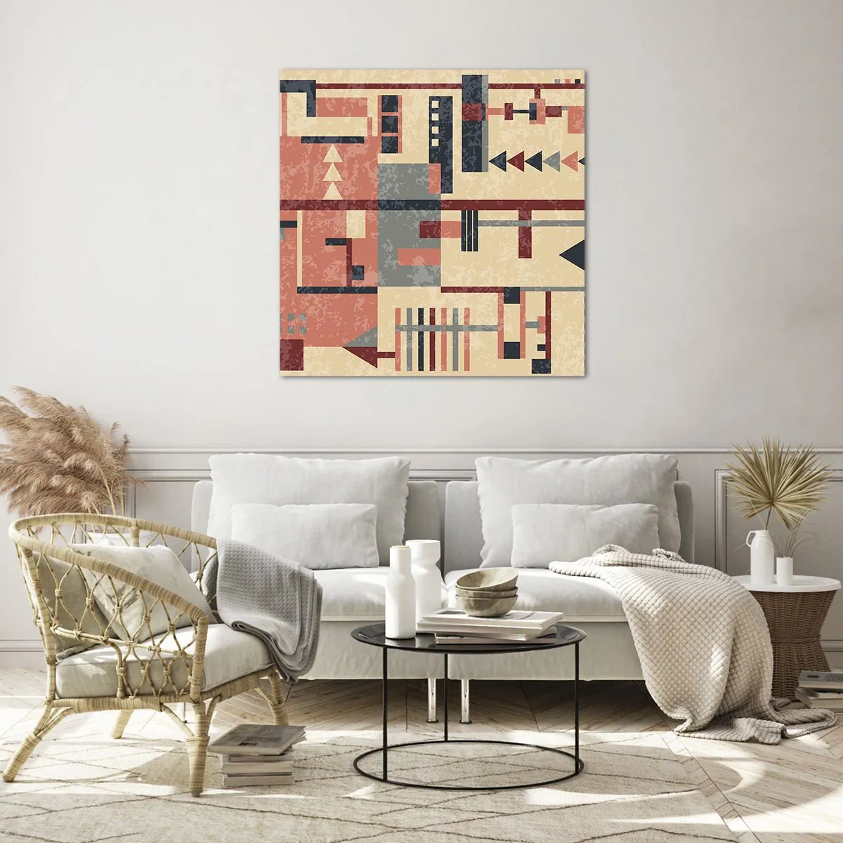 Üveg kép - A függőleges és vízszintes felületek kombinációja - 40x40 cm