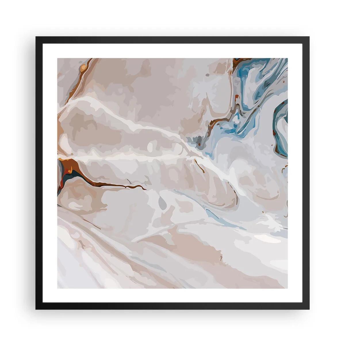 Poszter fehér keretben - Kék kanyarog a fehér alatt - 60x60 cm