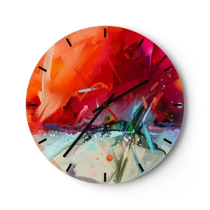Falióra, Óra - Intenzív vörös színek és finom részletek absztrakt játéka - 30x30cm - Fények és színek robbanása - Modern fali dekoráció nappalihoz, konyhához és hálószobához ARTTOR
