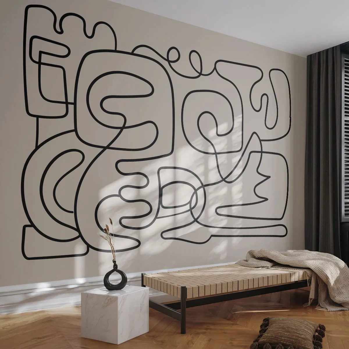 Fotótapéta Premium Sand - A nyomonkövetésben - Absztrakció, Darab, Lineart - 250x175 cm