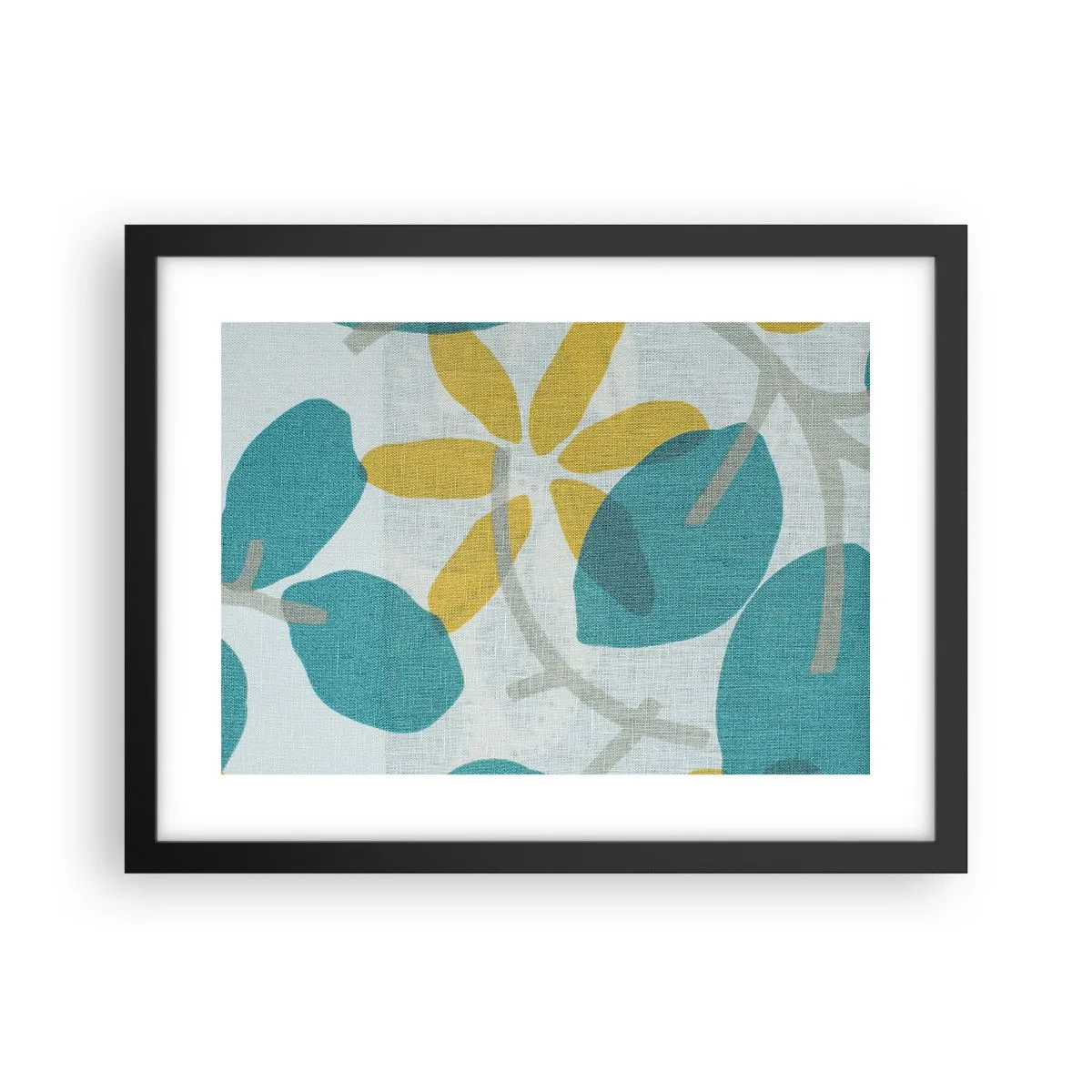 Poszter fehér keretben - Azúrkék levelek között - 40x30 cm