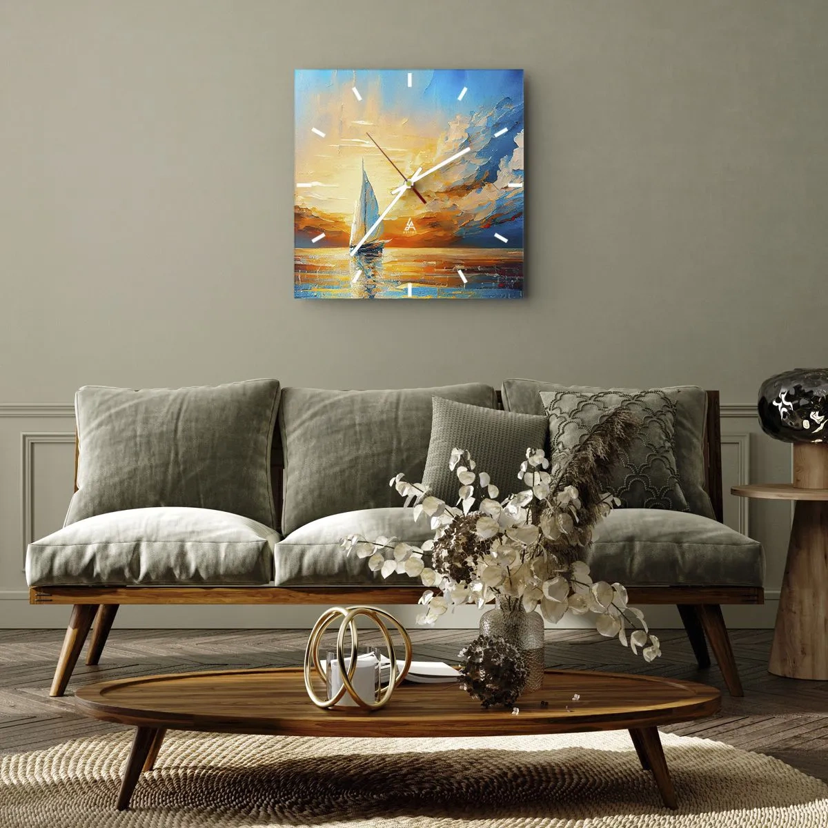 Falióra, Óra - Aranyban vitorlázva - 40x40 cm