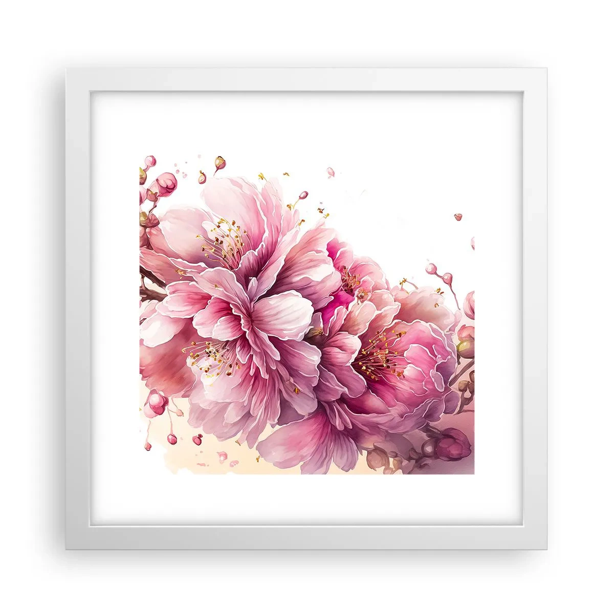 Poszter fekete keretben - Cseresznyevirág - 30x30 cm