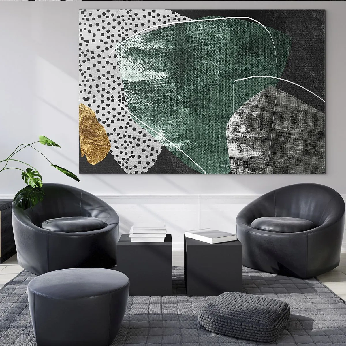 Üveg kép - Színes absztrakció aranypehellyel - 120x80 cm