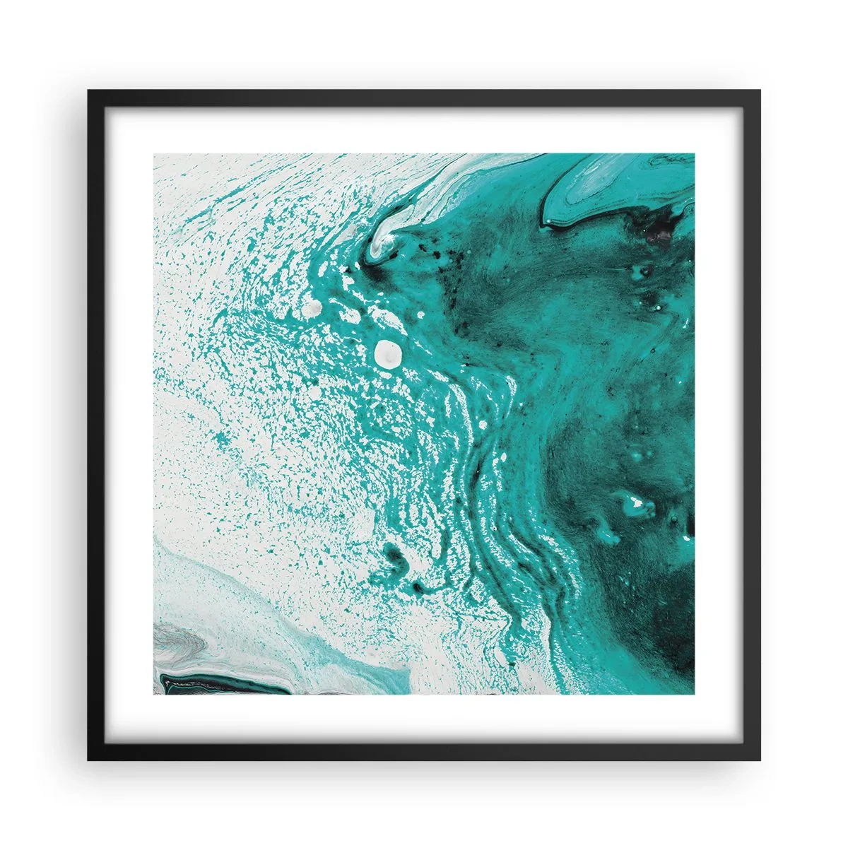 Poszter fehér keretben - Elolvadni fehérben és türkizben  - 50x50 cm
