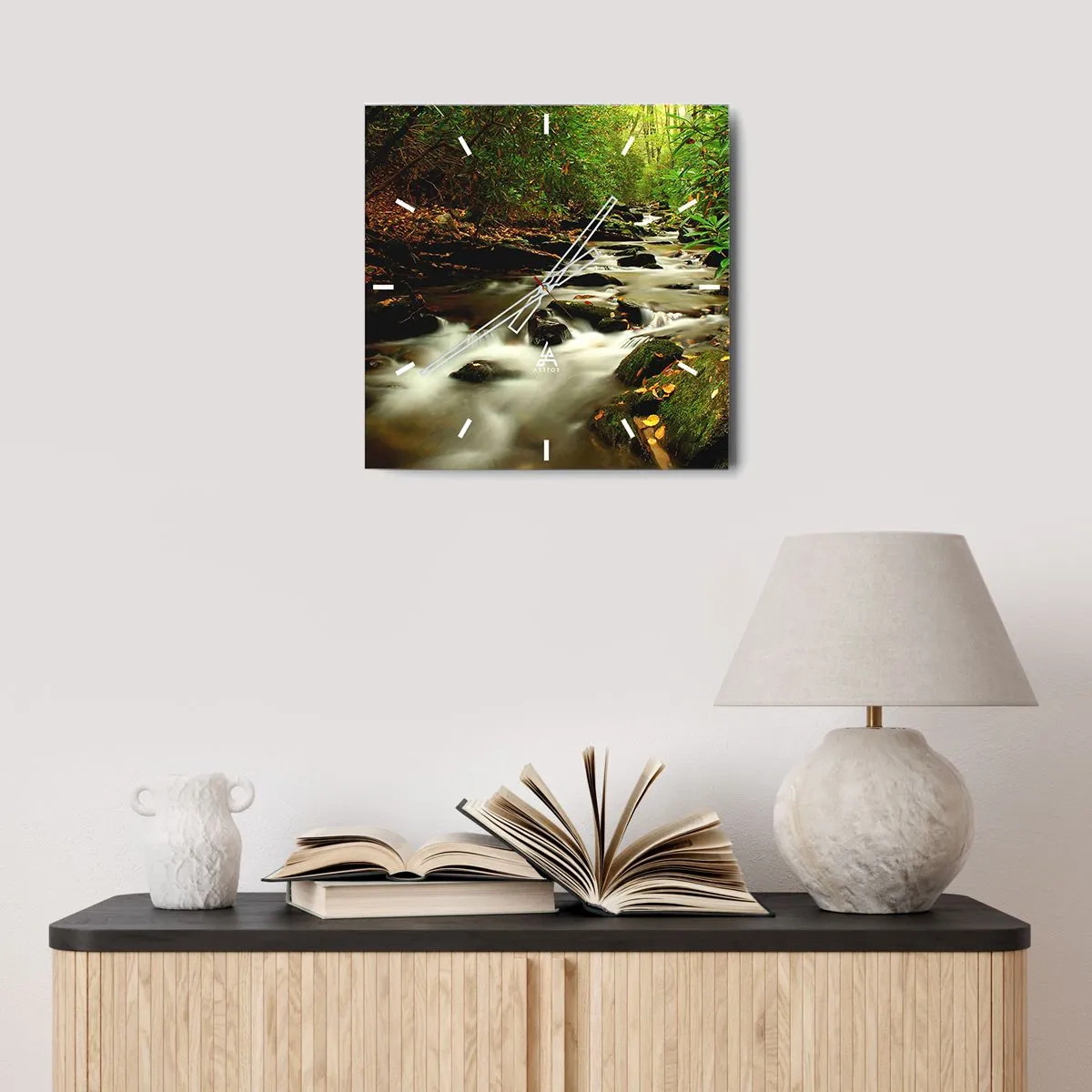 Falióra, Óra - Mint folyékony ezüst - 40x40 cm