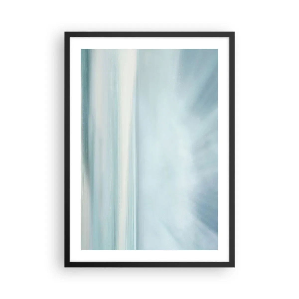 Poszter fehér keretben - Finom absztrakció kék és fehér árnyalatokban - 50x70cm - Béke egészen a horizontig - Modern fali dekoráció nappalihoz és hálószobához ARTTOR