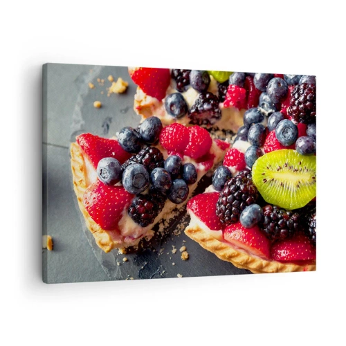 Vászonkép - Színes torta gyümölccsel és tejszínnel - 70x50cm - Dolce vita! - Modern fali dekoráció nappalihoz és hálószobához ARTTOR