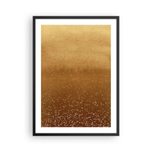Poszter fehér keretben - Arany színátmenet apró csillogó elemekkel - 50x70cm - A fény születése - Modern fali dekoráció nappalihoz és hálószobához ARTTOR