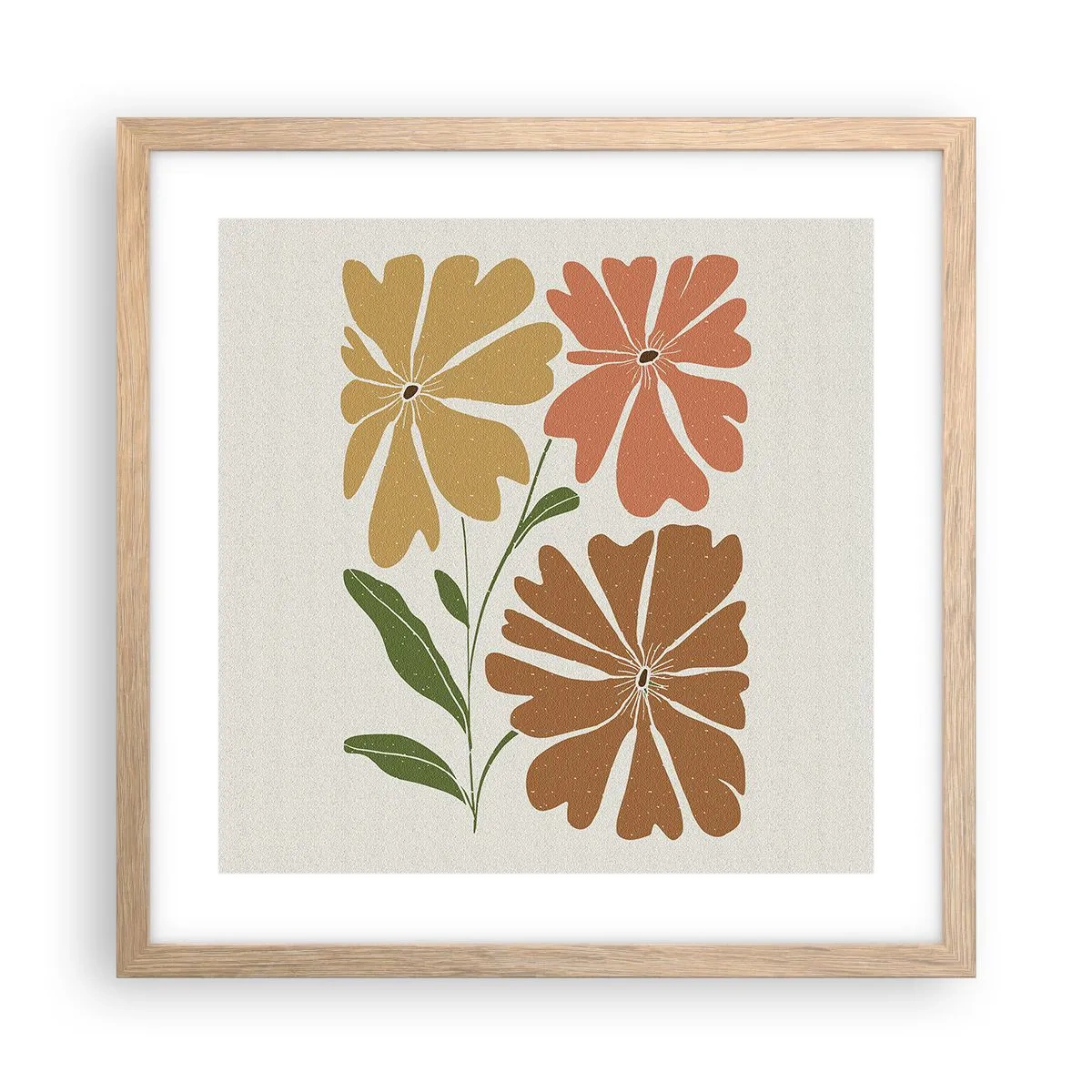 Poszter világos tölgy keretben - Természet és geometria - 40x40 cm