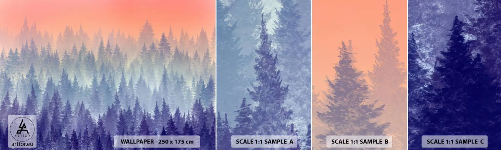 Fotótapéta Minta Standard Eco - Magasra, magasabbra, az egekig - Absztrakció, Erdő, Darab - 100x30 cm