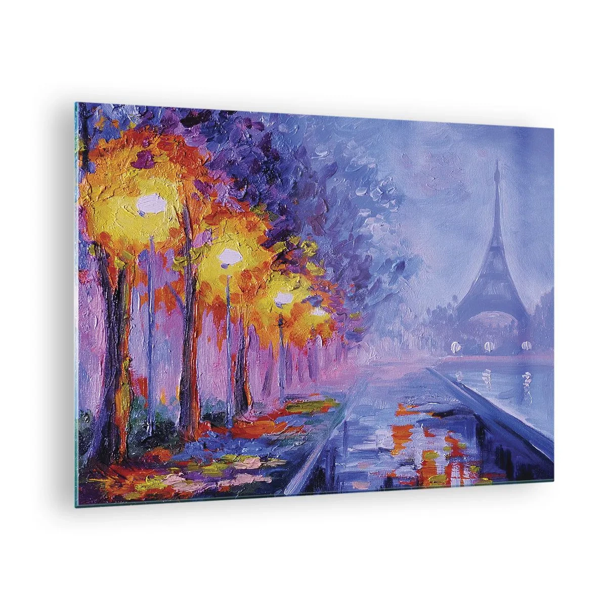 Üveg kép - Esti séta Párizsban az Eiffel-toronnyal - 70x50cm - Egy álomséta - Modern fali dekoráció nappalihoz és hálószobához ARTTOR