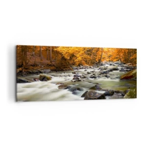 Vászonkép - Egy patak az aranyerdőben - 120x50 cm
