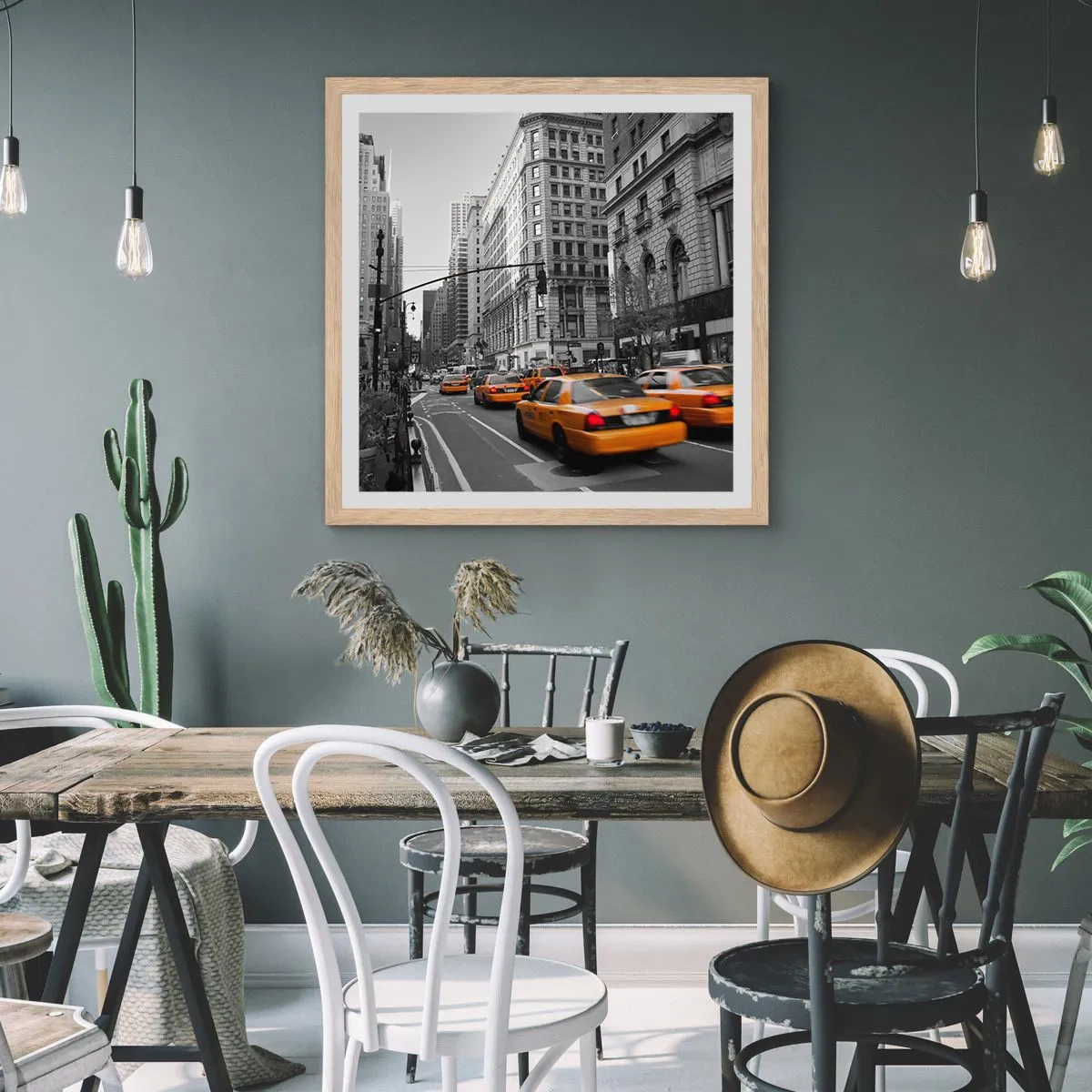 Poszter világos tölgy keretben - Nagyvárosi napok - 60x60 cm