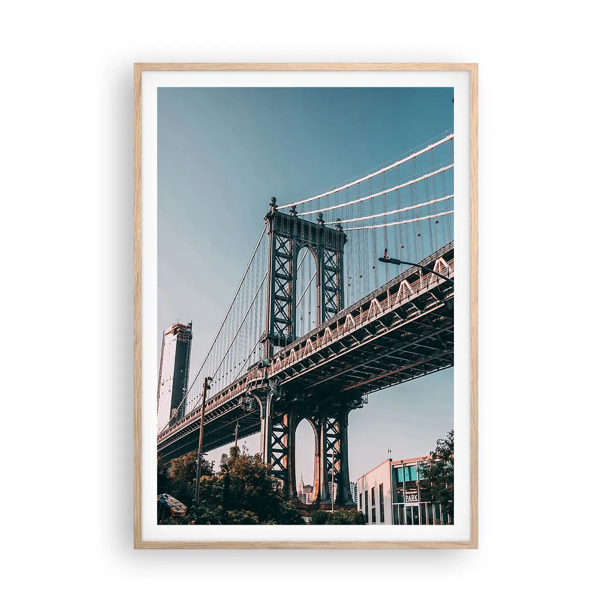 Poszter világos tölgy keretben - A város hullámai fölött - 70x100 cm