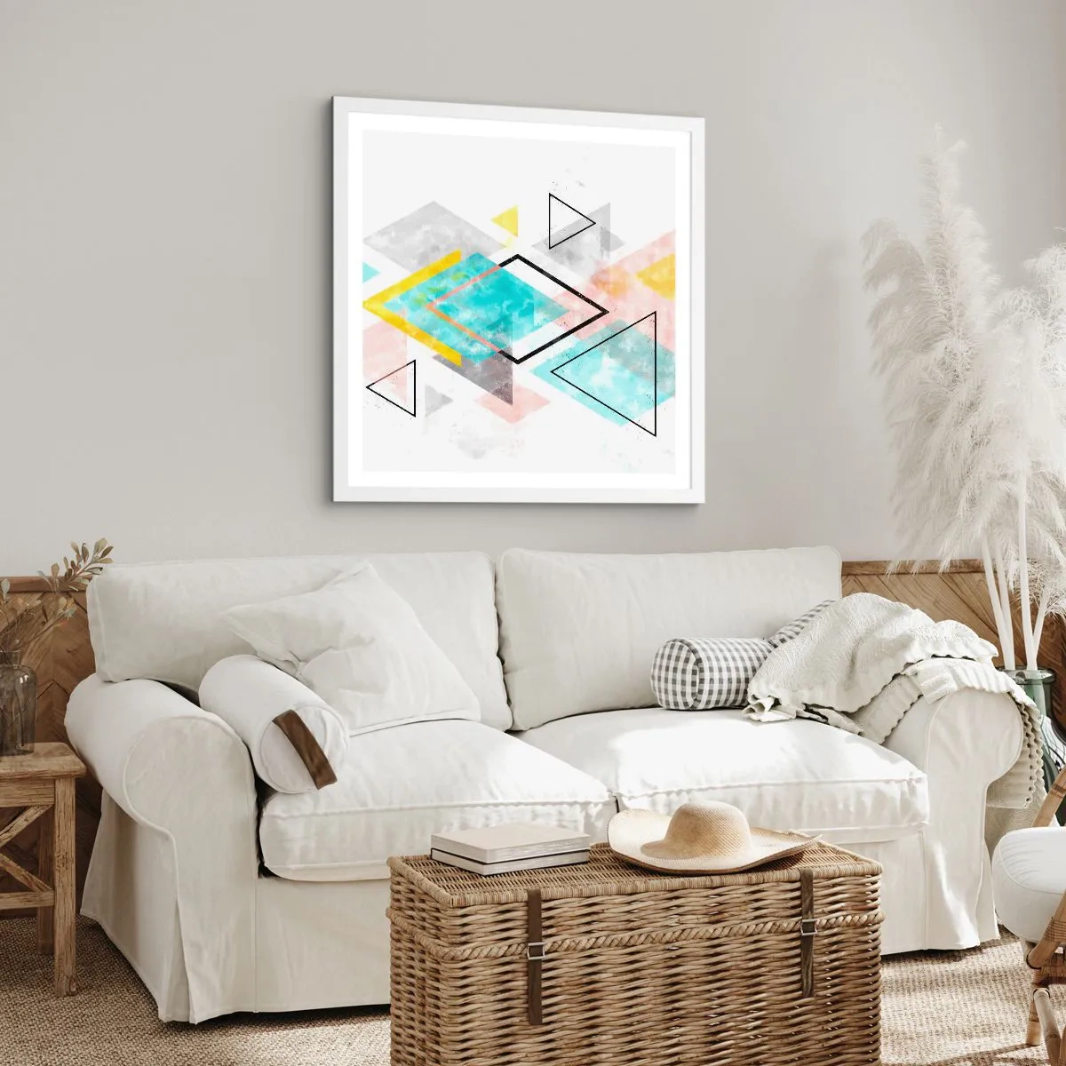 Poszter fekete keretben - Geometriai játék - 50x50 cm