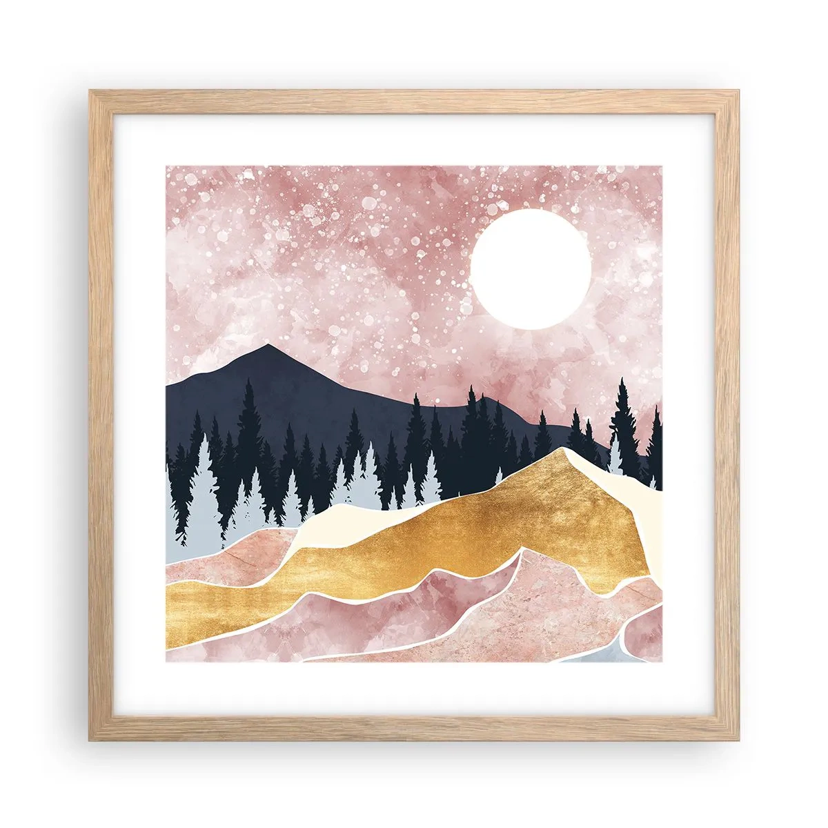 Poszter világos tölgy keretben - Éjjeli őrség - 40x40 cm