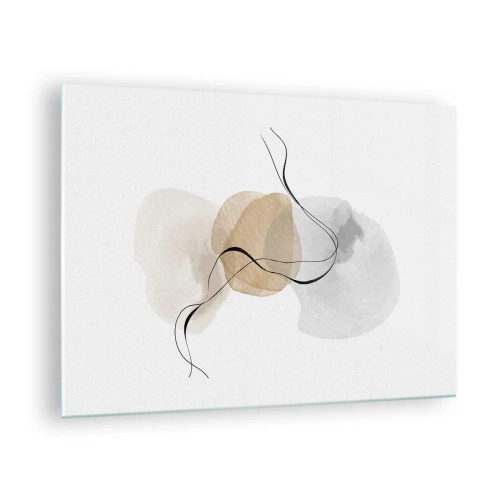 Üveg kép - Finom absztrakció pasztell foltokkal és fekete vonalakkal. - 70x50cm - Léggyöngyök - Modern fali dekoráció nappalihoz és hálószobához ARTTOR