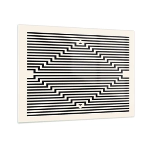 Üveg kép - Egy fekete-fehér vonalakból álló, lenyűgöző minta, amely illúziót kelt - 70x50cm - Geometrikus illúzió - Modern fali dekoráció nappalihoz és hálószobához ARTTOR