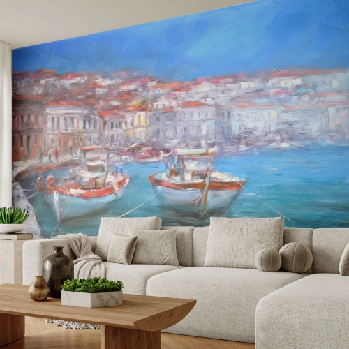 Öntapadós Fotótapéta Deluxe Sticker - Olasz öböl - Kikötőváros, Építészet, Görögország - 200x140 cm