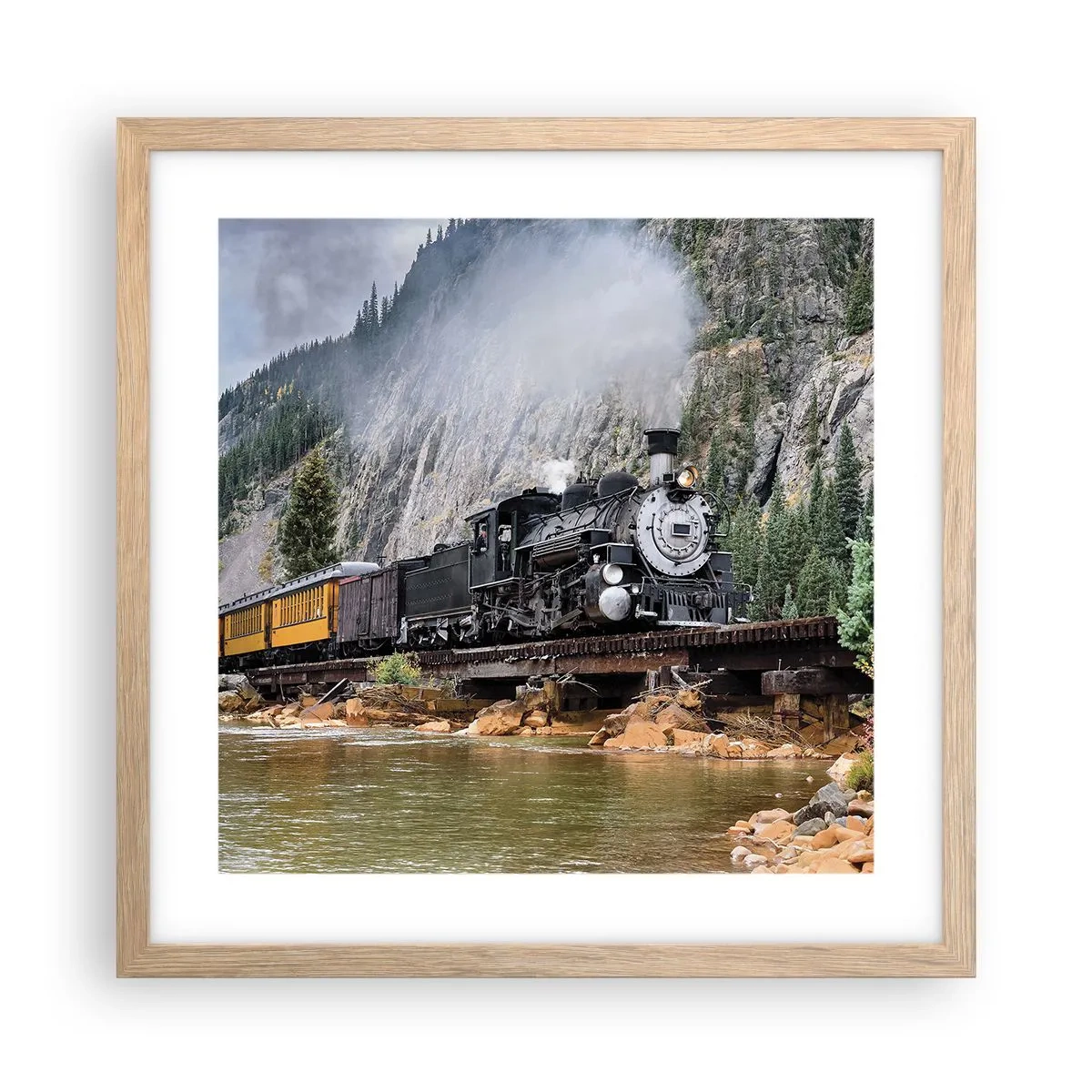 Poszter világos tölgy keretben - Hova? Hova? - 40x40 cm