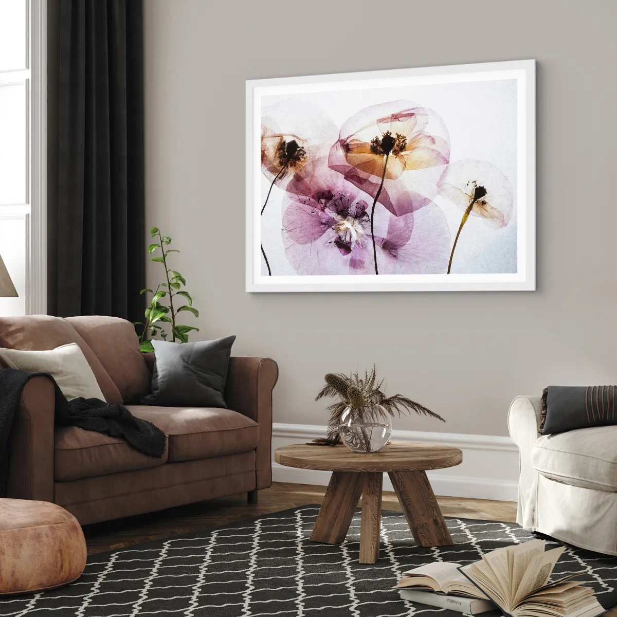 Poszter fekete keretben - Átlátszó virág test - 91x61 cm