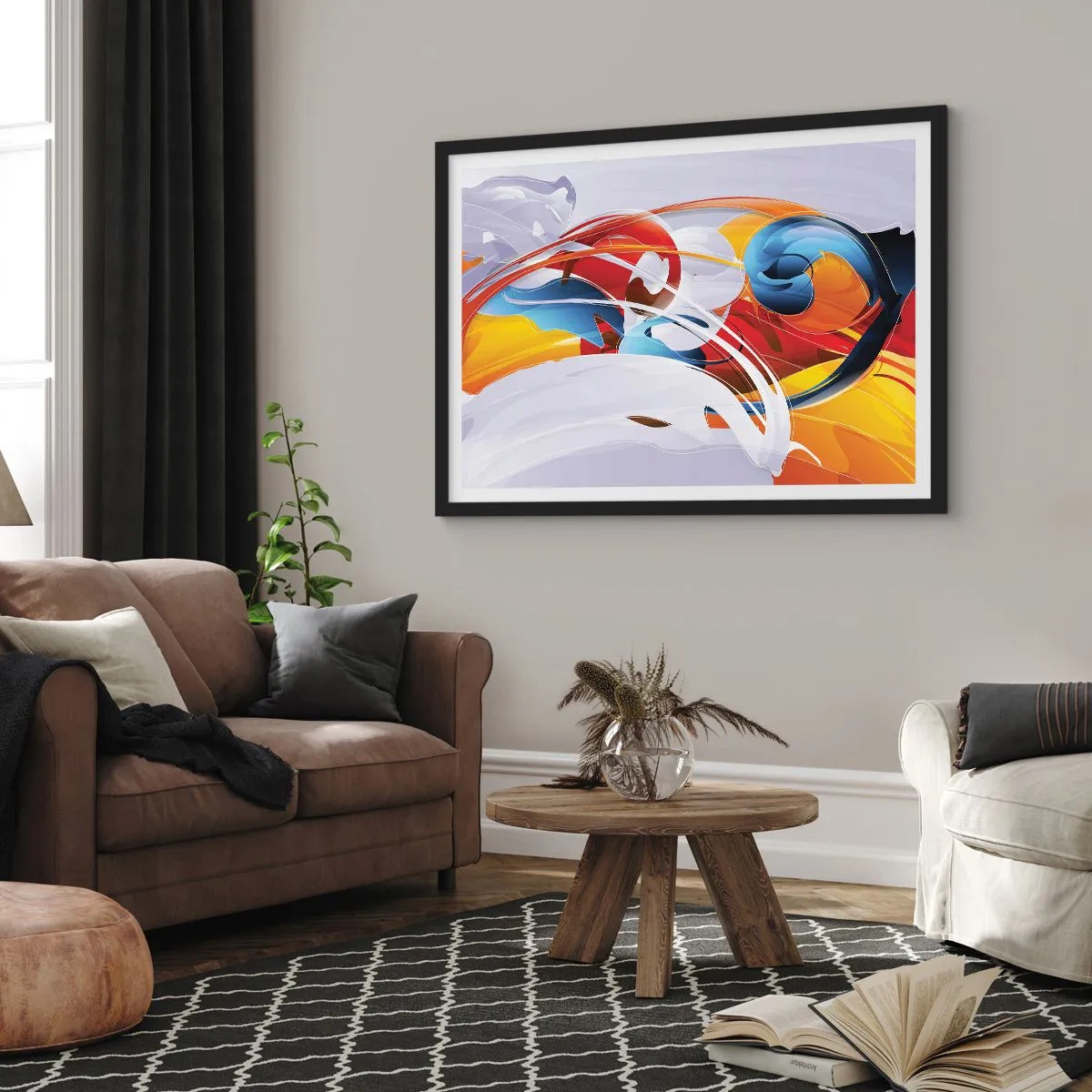 Poszter fehér keretben - Az elemek tánca - 100x70 cm