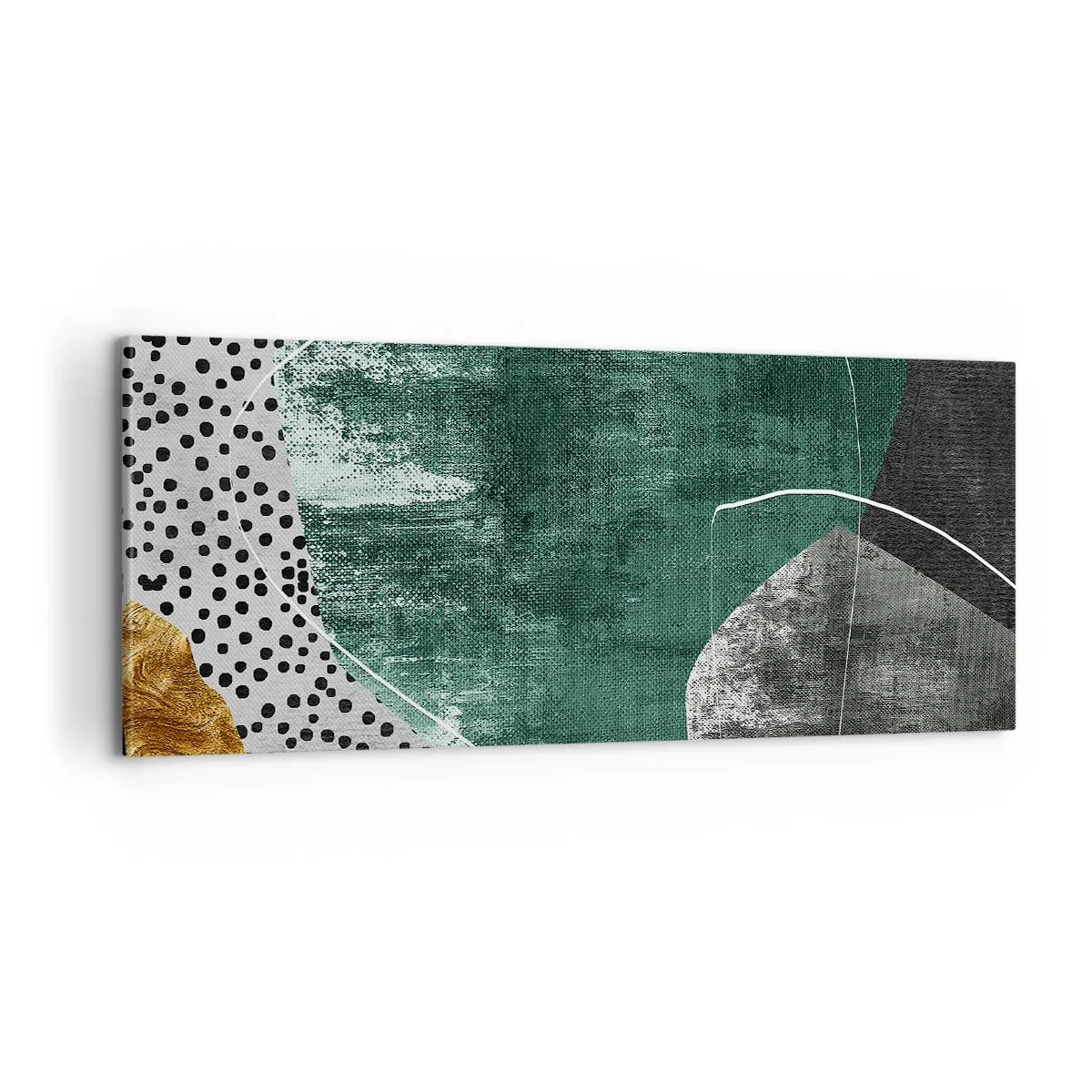 Vászonkép - Színes absztrakció aranypehellyel - 100x40 cm